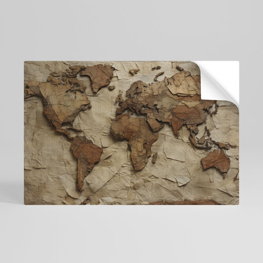 Pappersliknande planetlandskap horisontell poster med självhäftande klistermärke