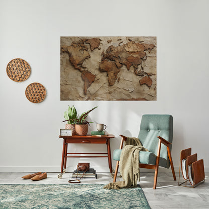 Pappersliknande planetlandskap horisontell poster med självhäftande klistermärke