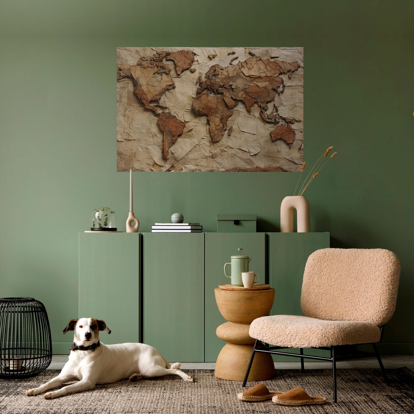 Pappersliknande planetlandskap horisontell poster med självhäftande klistermärke