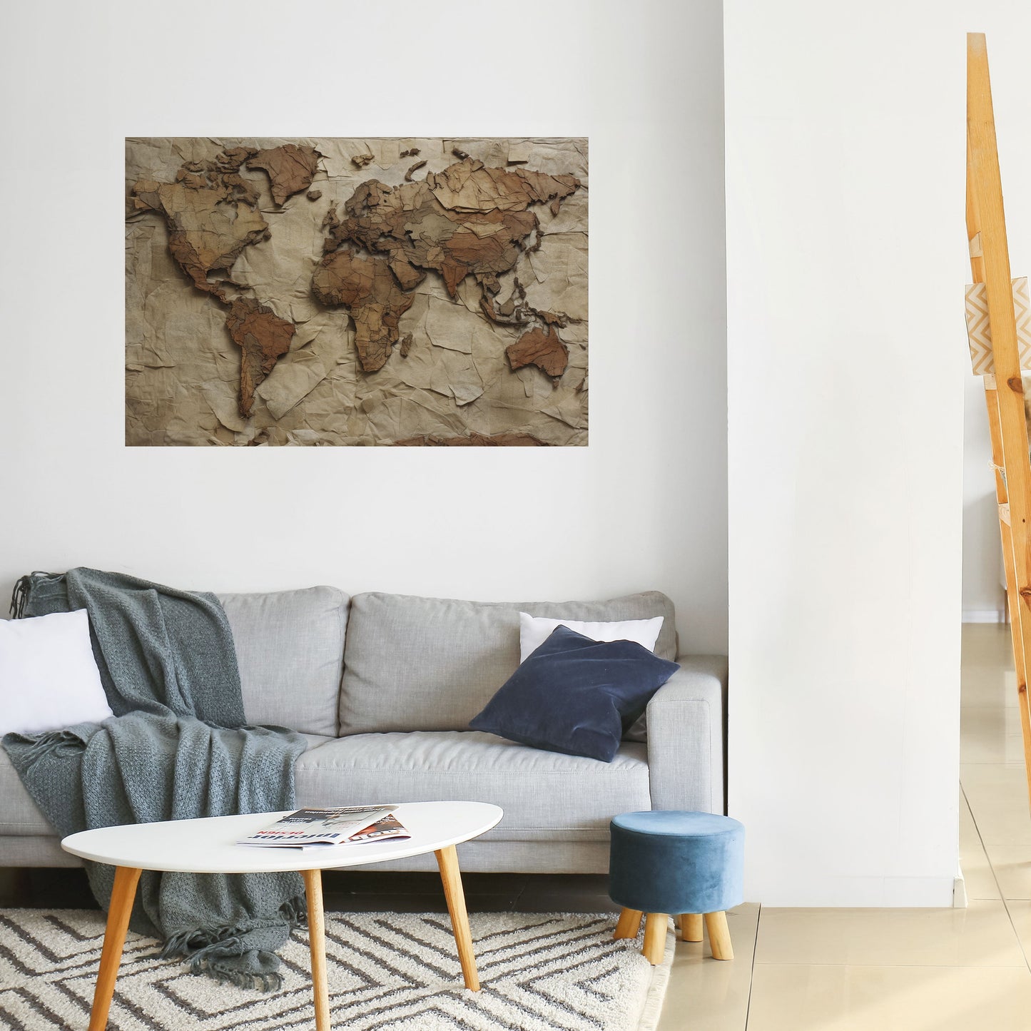 Pappersliknande planetlandskap horisontell poster med självhäftande klistermärke