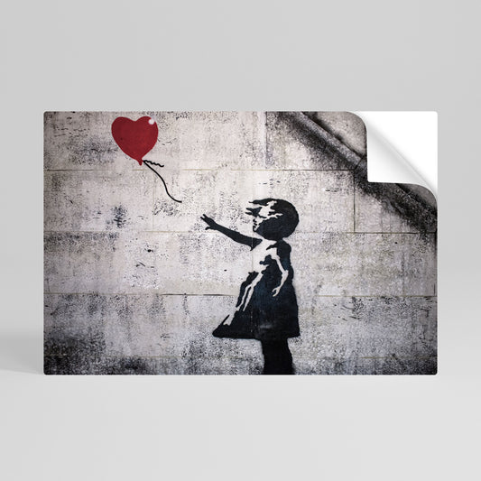 BALLONGFLICKAN (BANKSY) Horisontell affisch med självhäftande motiv