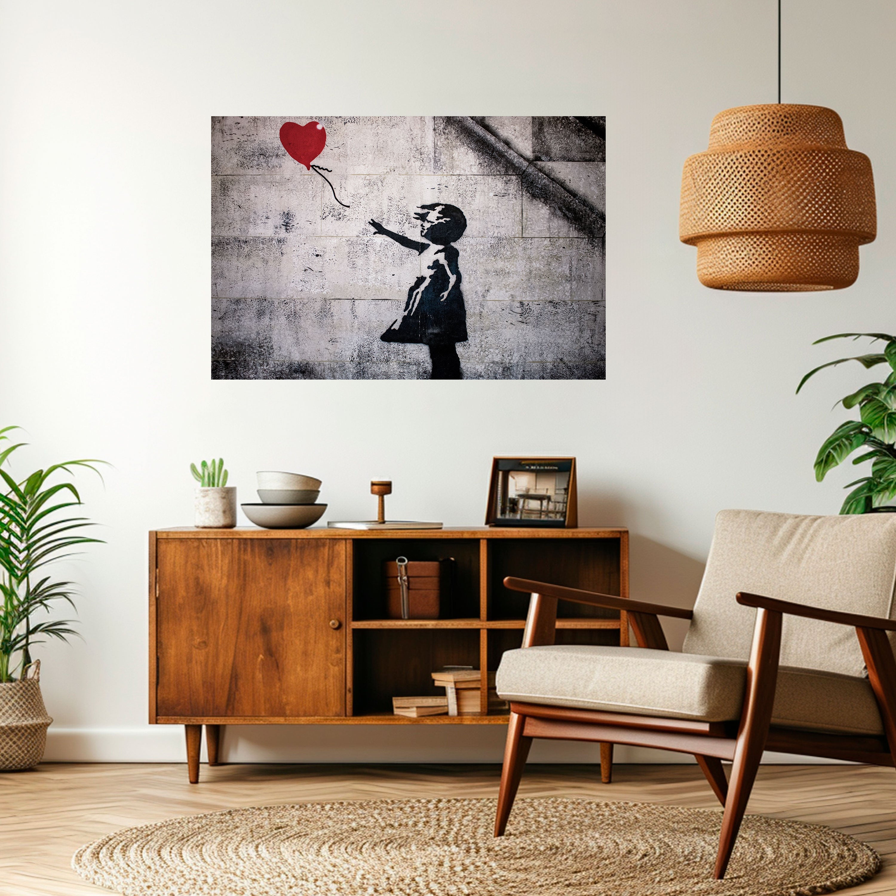 BALLONGFLICKAN (BANKSY) Horisontell affisch med självhäftande motiv