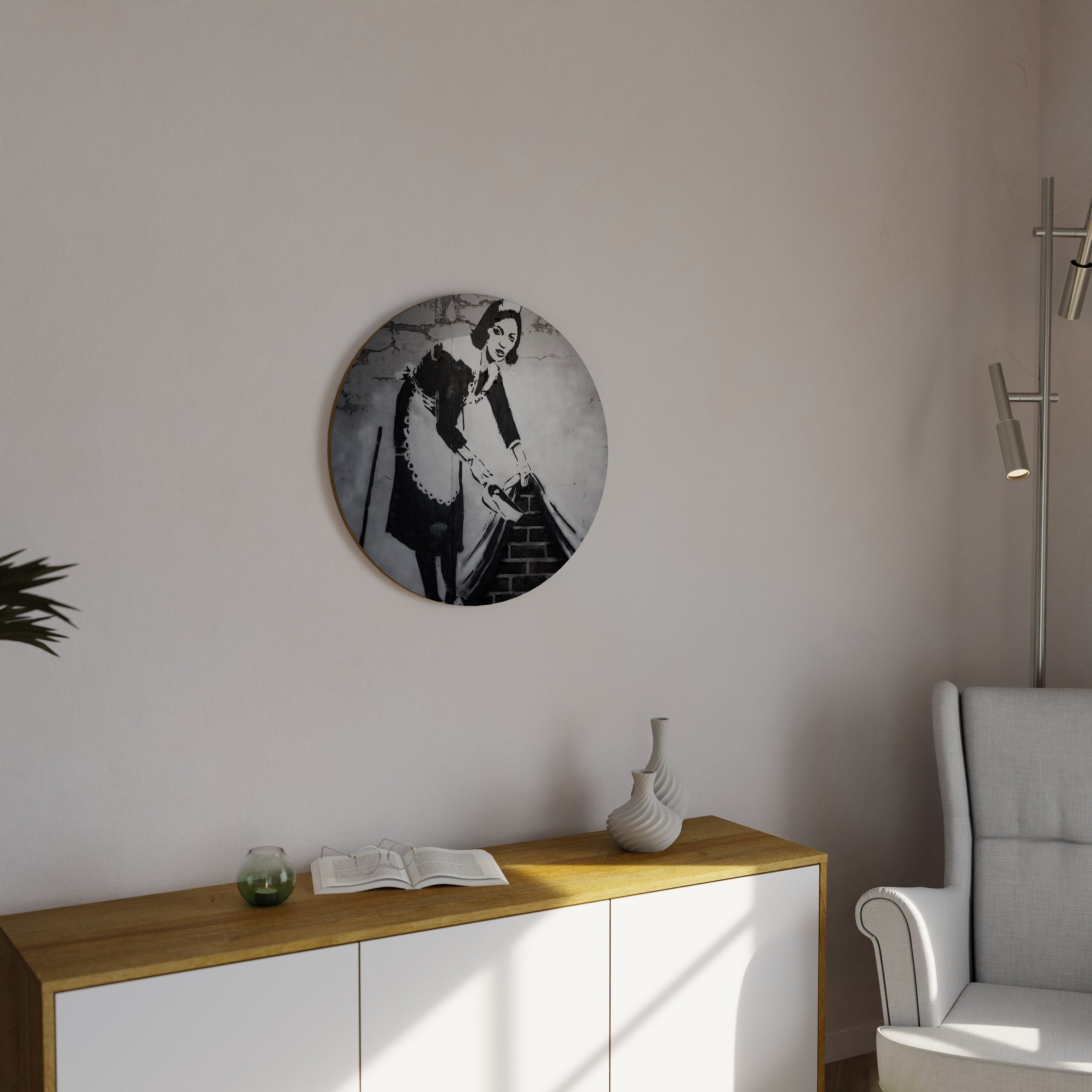 SWEEPING UNDER (BANKSY) Round Wall Art