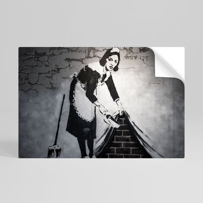 SWEEPING UNDER (BANKSY) Horisontell affisch med självhäftande text