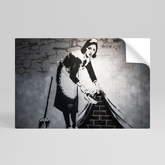 SWEEPING UNDER (BANKSY) Horisontell affisch med självhäftande text