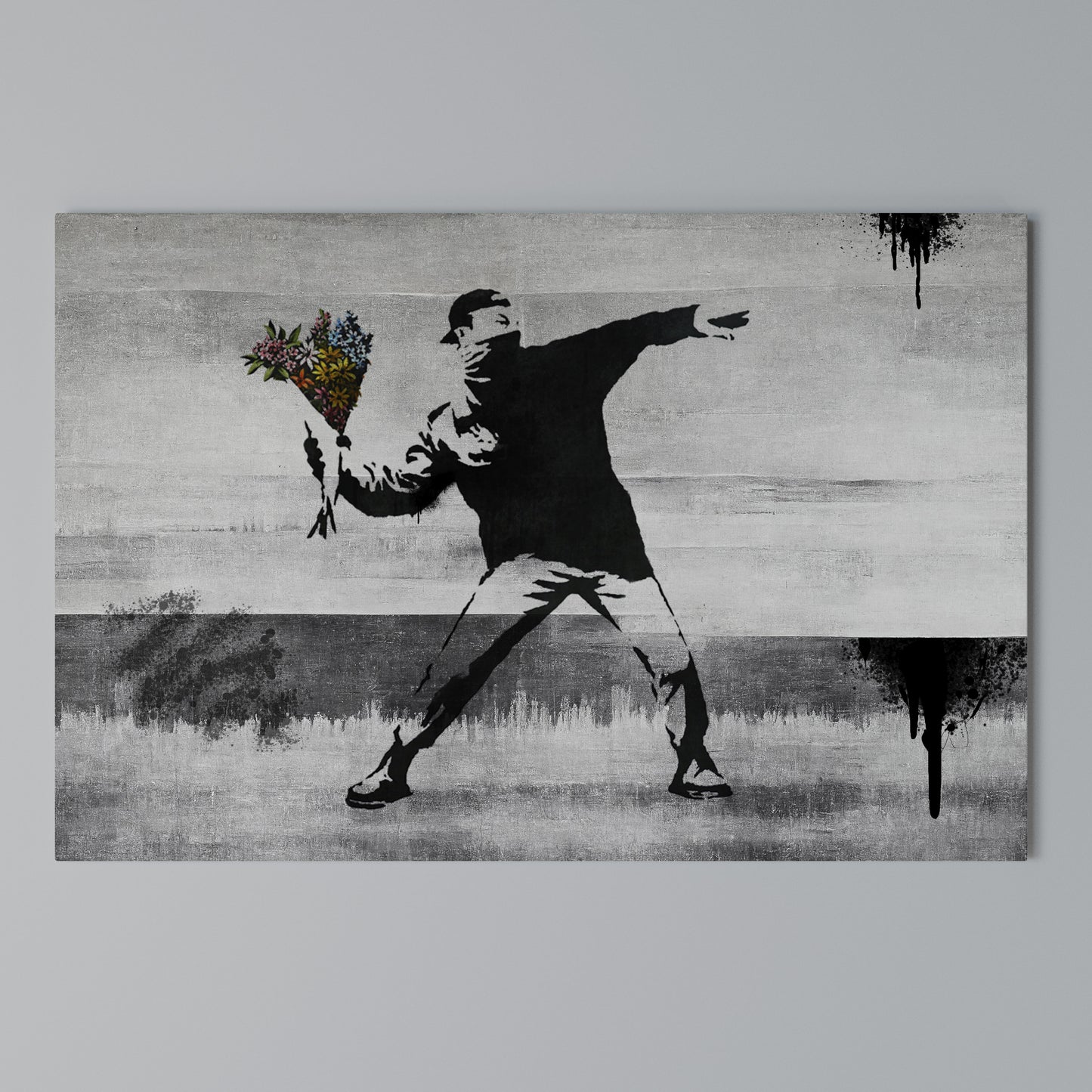 FLOWER BOMBER (BANKSY) Horizontal Canvas Print