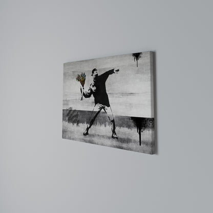 FLOWER BOMBER (BANKSY) Horizontal Canvas Print