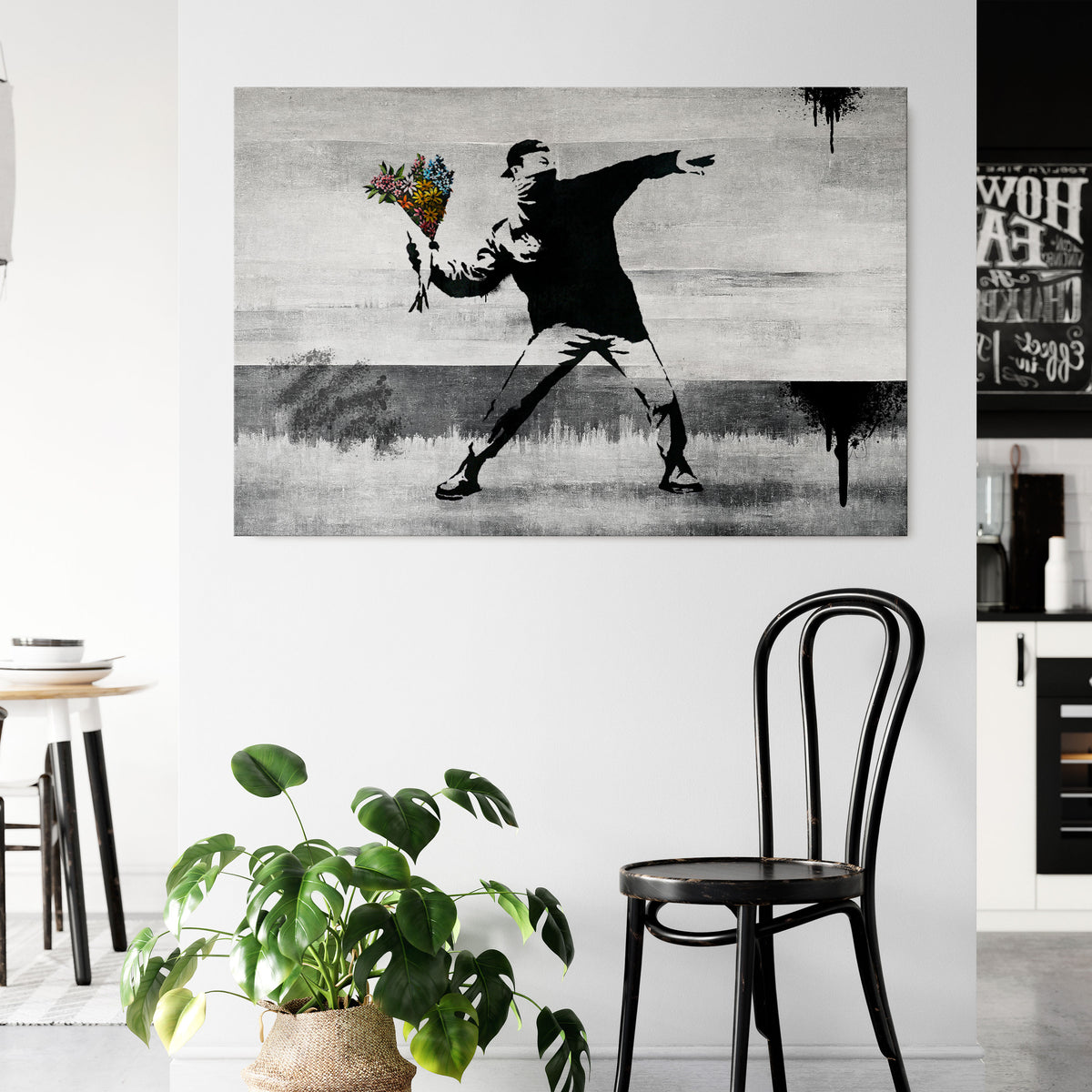 FLOWER BOMBER (BANKSY) Horizontal Canvas Print