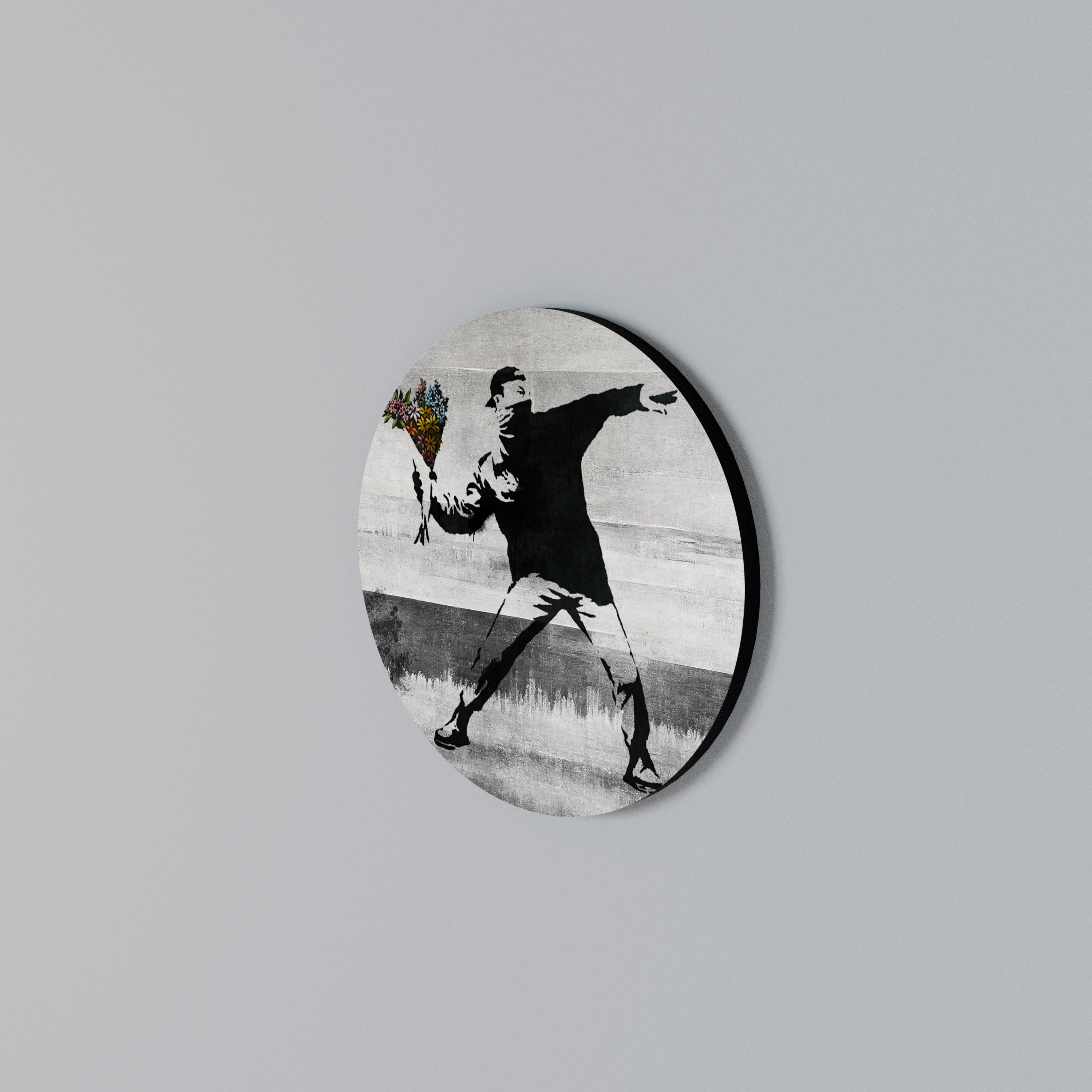 FLOWER BOMBER (BANKSY) Rund väggdekor