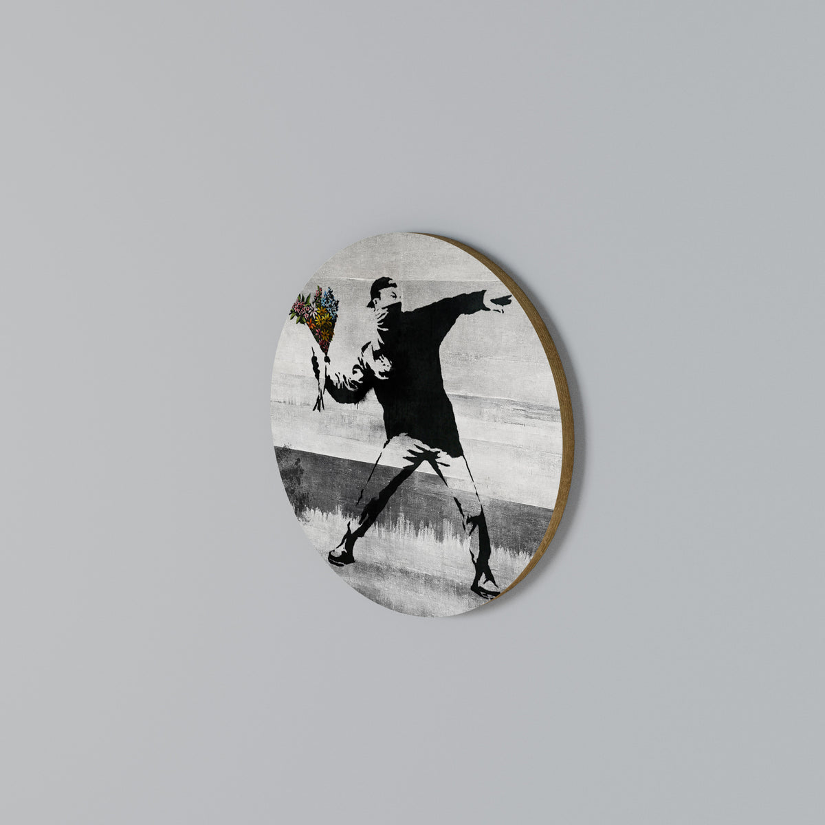 Round Wall Art – FLOWER BOMBER (BANKSY)