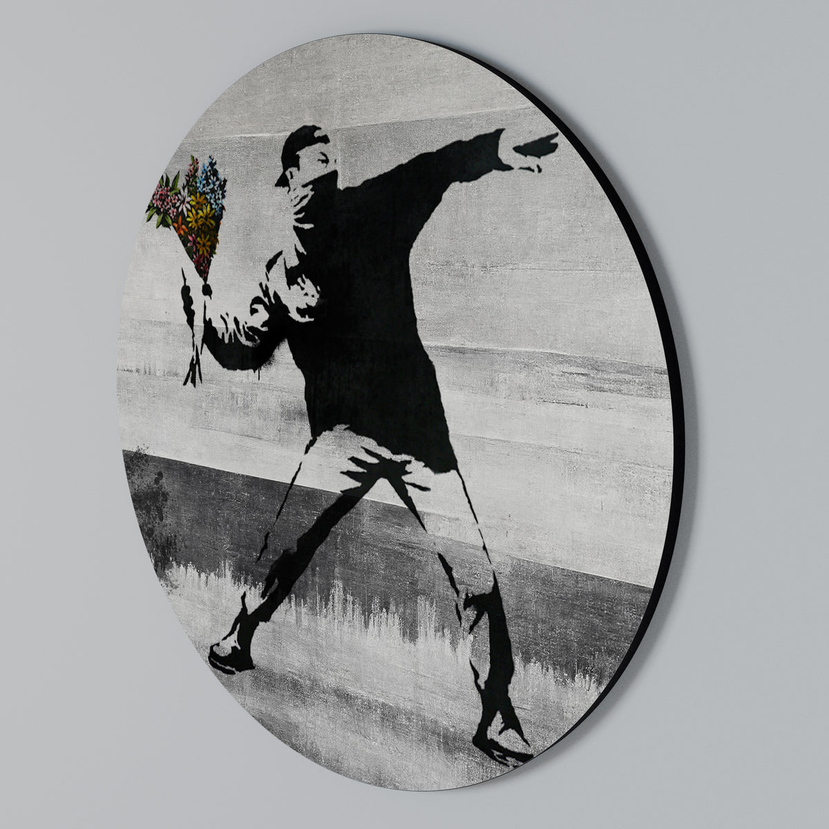 Round Wall Art – FLOWER BOMBER (BANKSY)