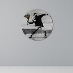 FLOWER BOMBER (BANKSY) Round Wall Art