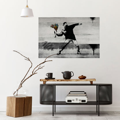 FLOWER BOMBER (BANKSY) Horisontell poster med självhäftande motiv