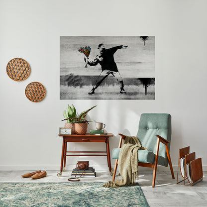 FLOWER BOMBER (BANKSY) Horisontell poster med självhäftande motiv