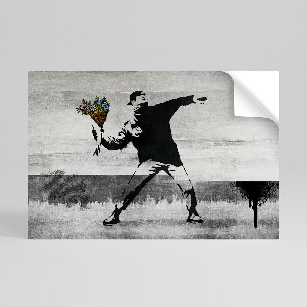 FLOWER BOMBER (BANKSY) Horisontell poster med självhäftande motiv