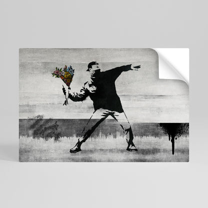 FLOWER BOMBER (BANKSY) Horisontell poster med självhäftande motiv
