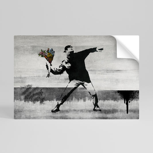 FLOWER BOMBER (BANKSY) Horisontell poster med självhäftande motiv