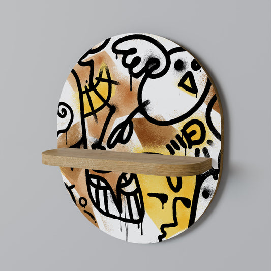 URBAN CANVAS Oval Art Shelf In Oak Effect