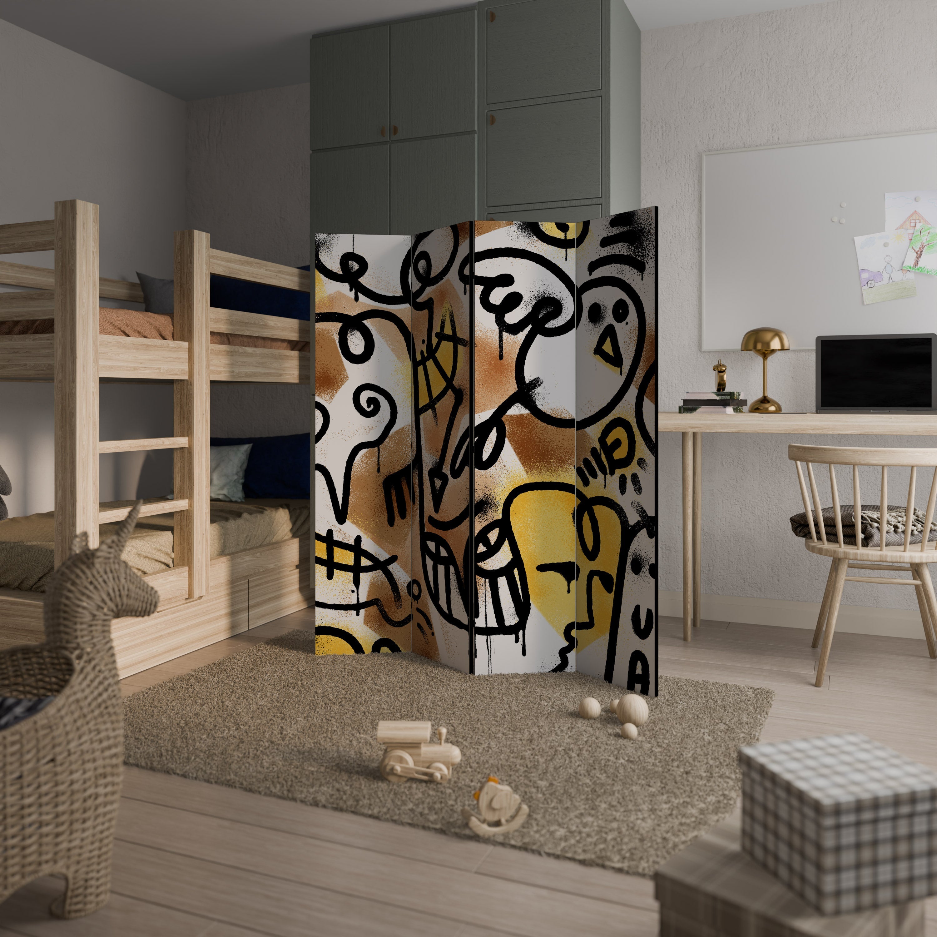 URBAN CANVAS Dekorativ rumsavdelare med 4 paneler