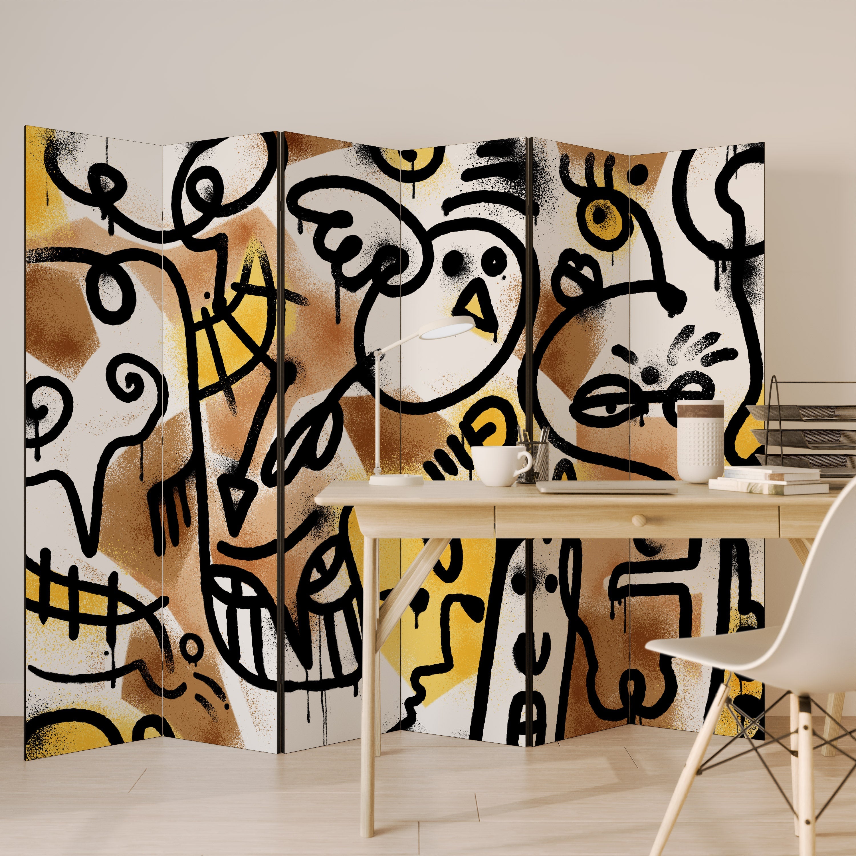 URBAN CANVAS Dekorativ rumsavdelare med 6 paneler
