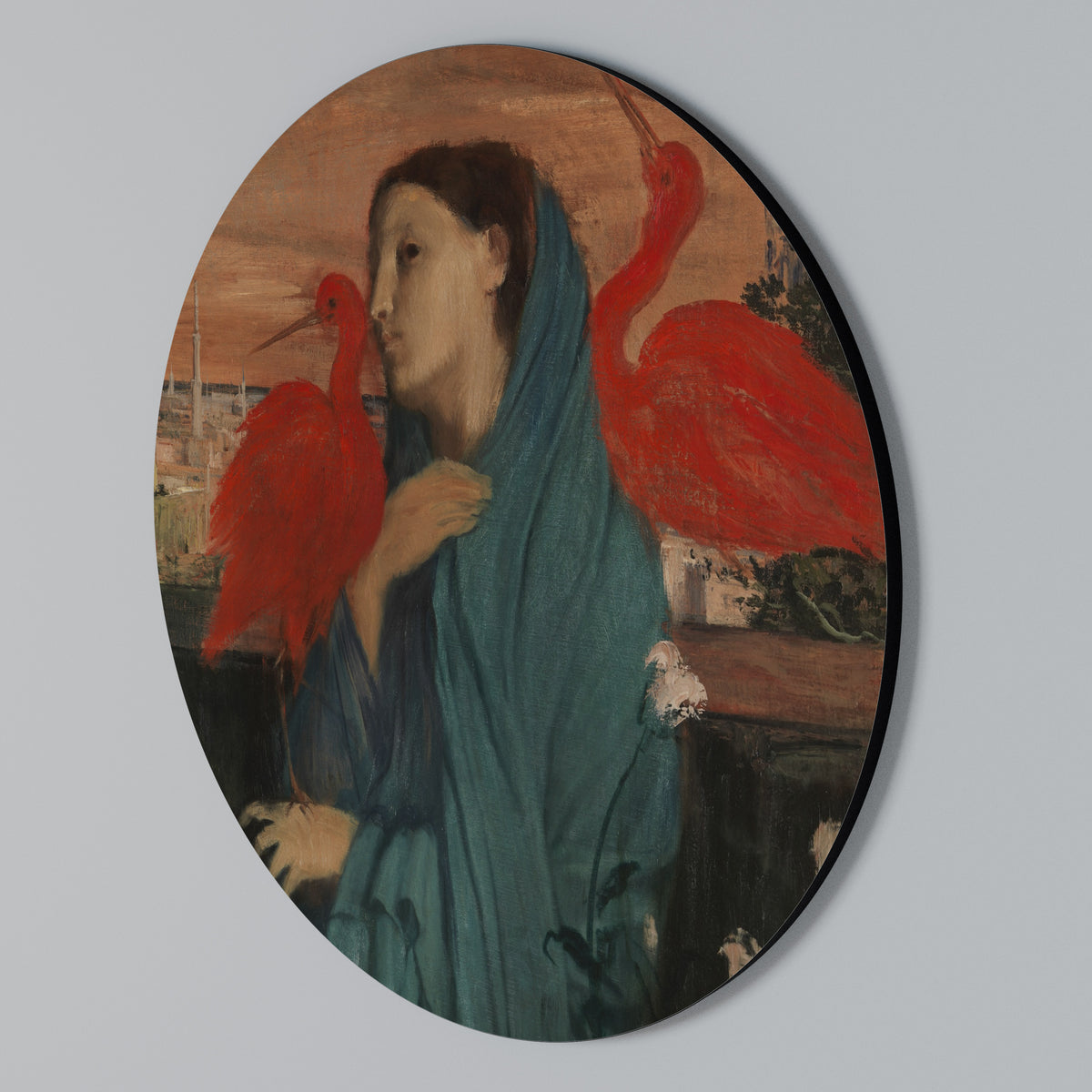 YOUNG WOMAN WITH IBIS Rund väggdekor