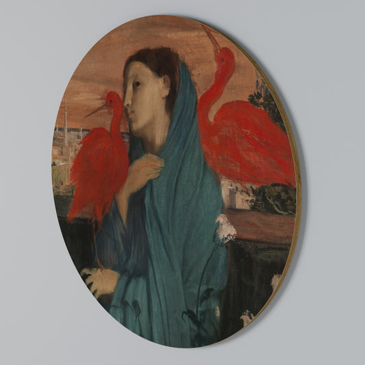 YOUNG WOMAN WITH IBIS Rund väggdekor