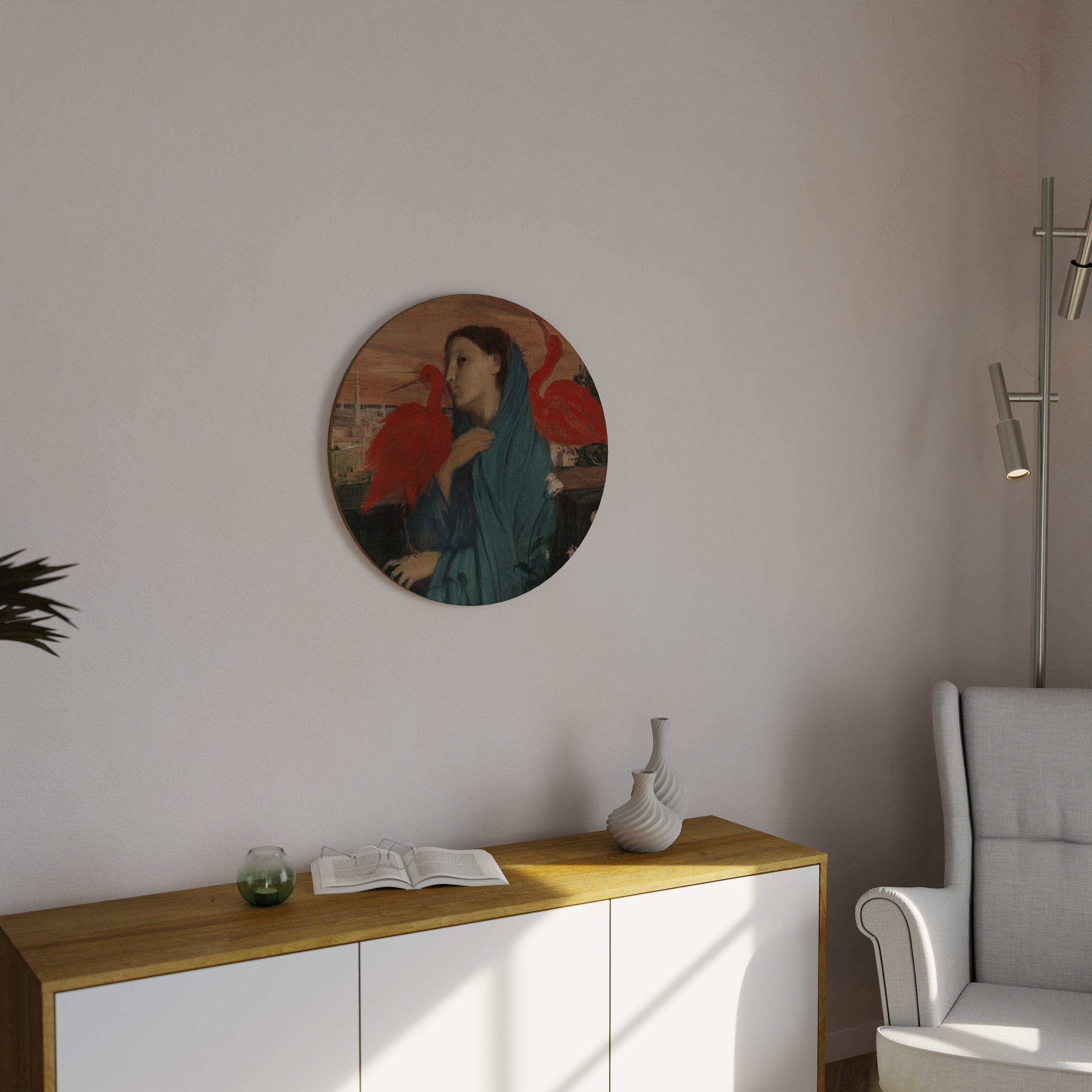 YOUNG WOMAN WITH IBIS Round Wall Art