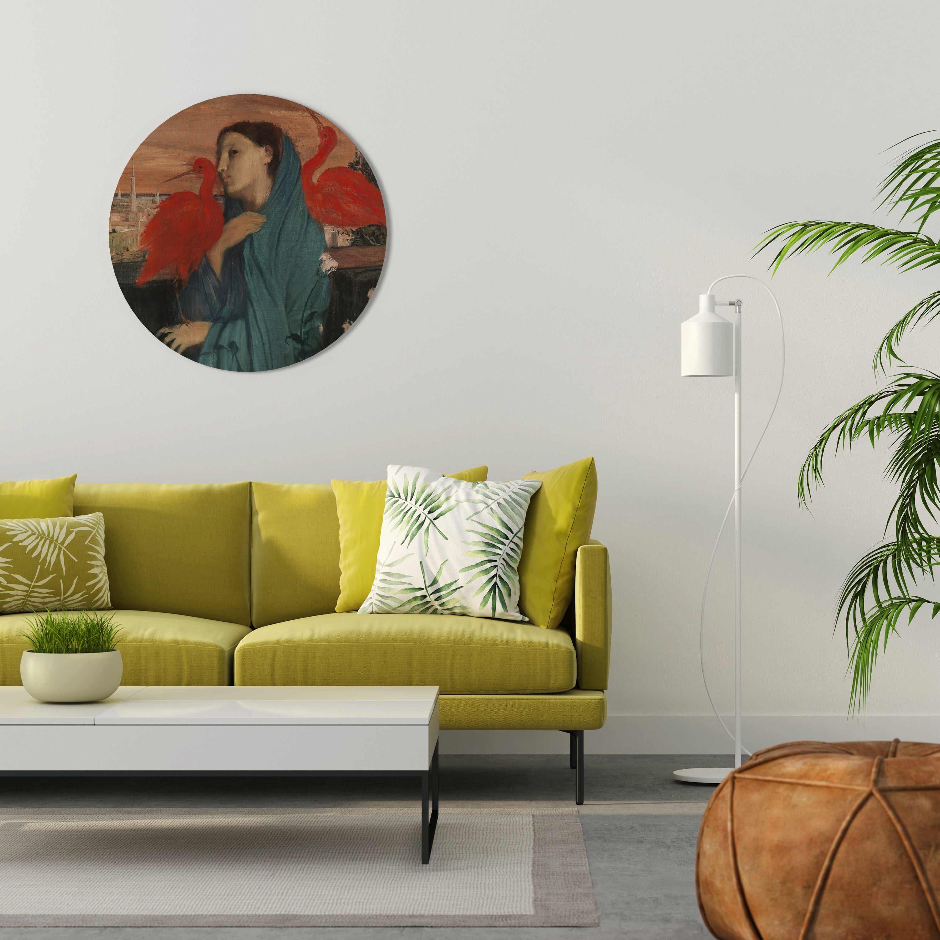 YOUNG WOMAN WITH IBIS Round Wall Art