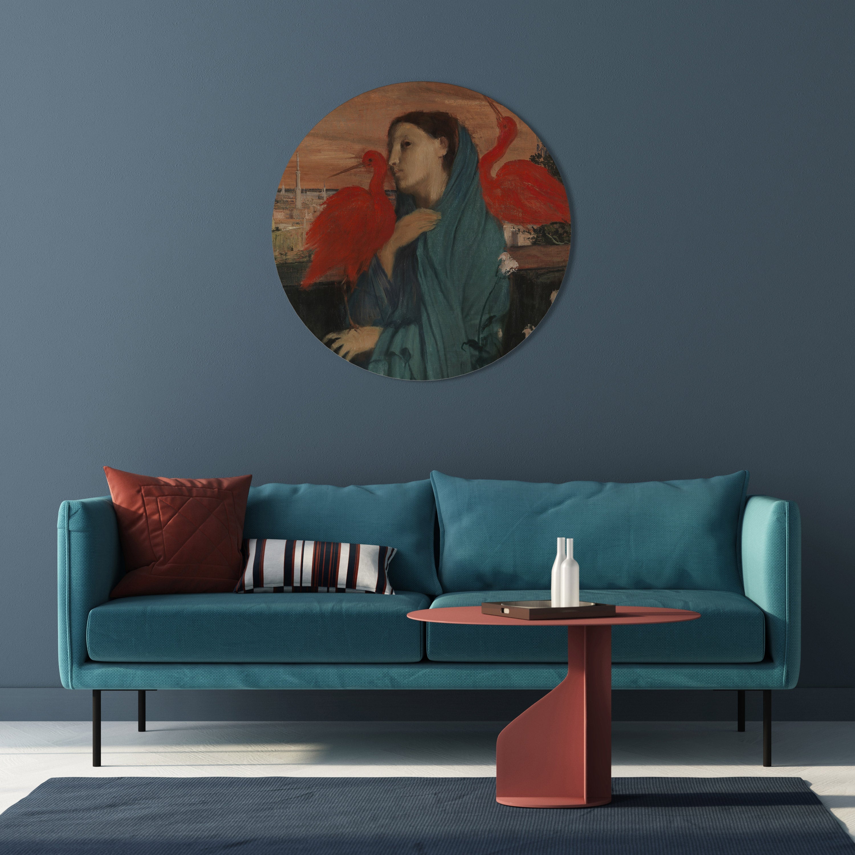 YOUNG WOMAN WITH IBIS Round Wall Art