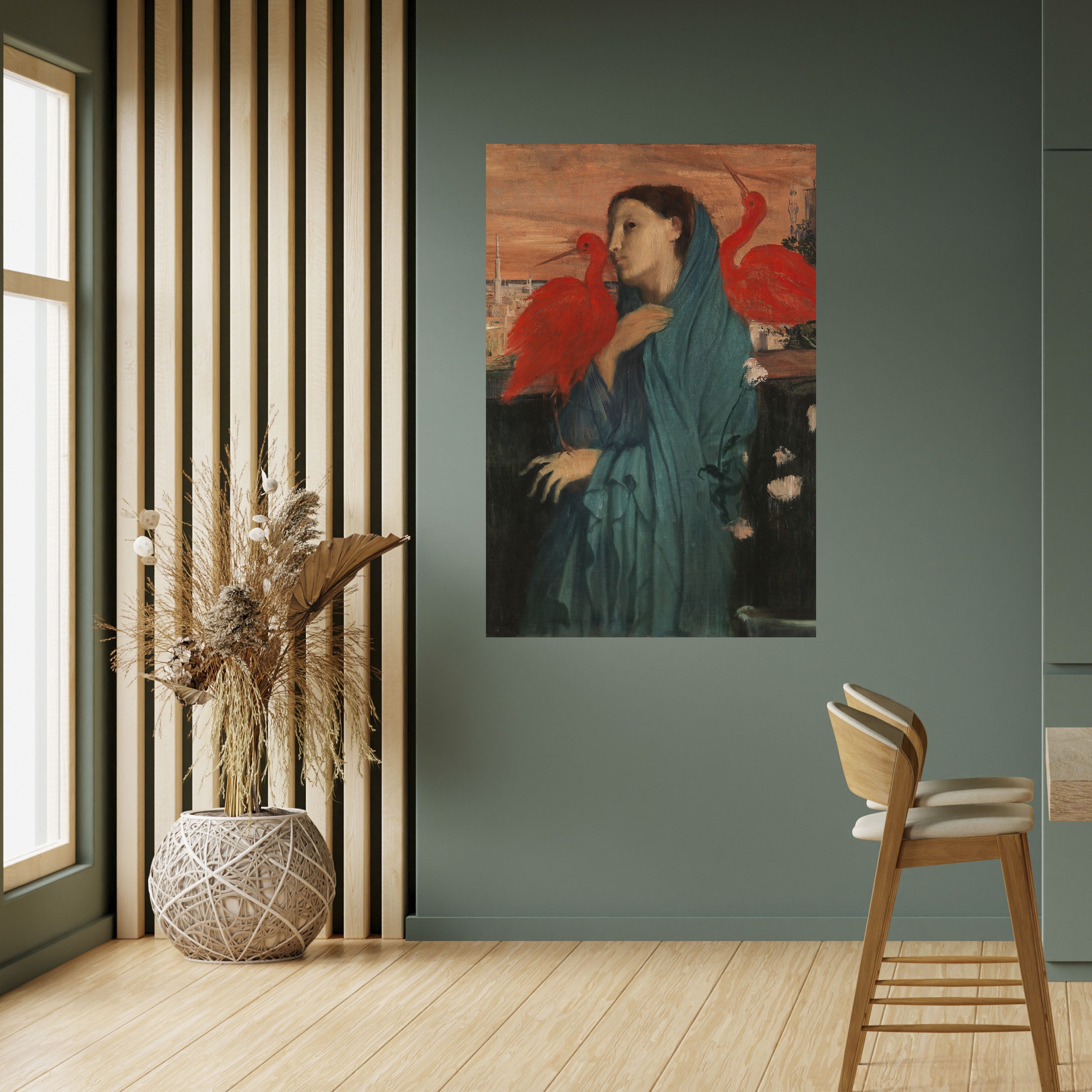 UNG KVINNA MED IBIS - självhäftande poster