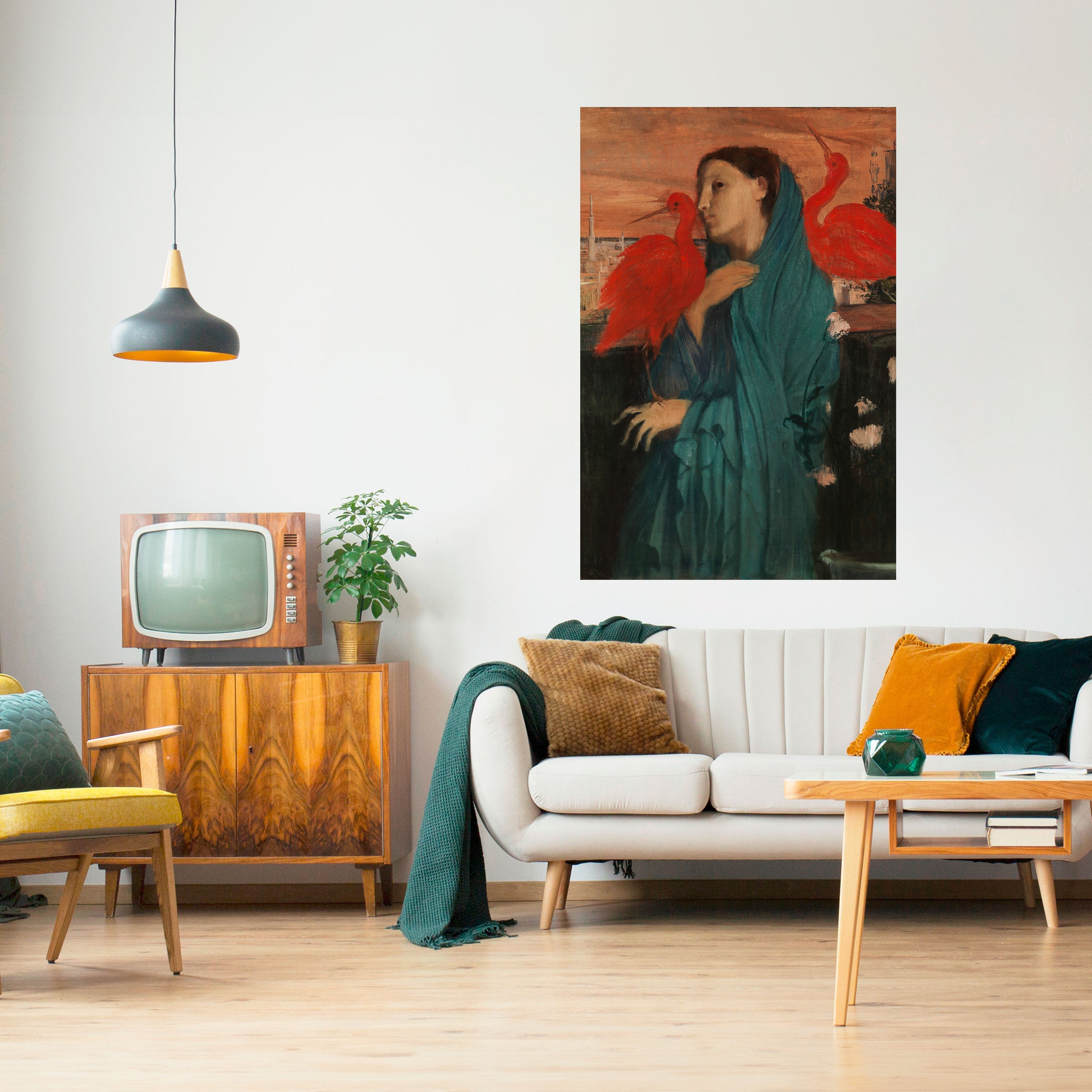 UNG KVINNA MED IBIS - självhäftande poster