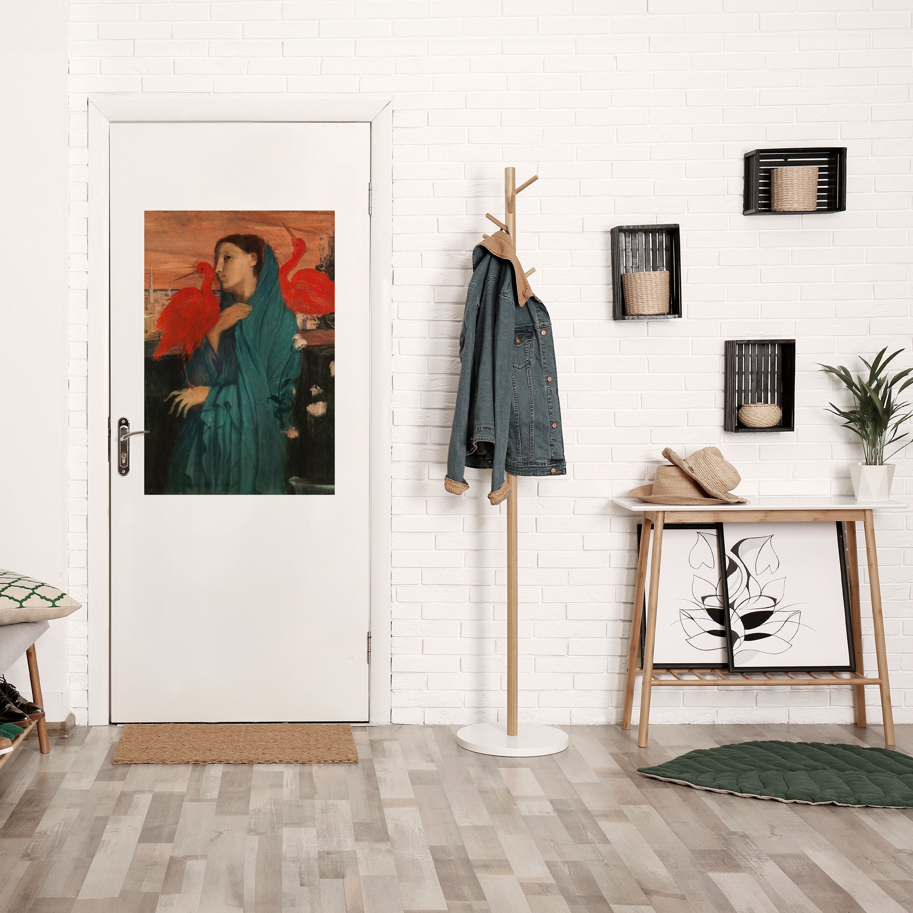 UNG KVINNA MED IBIS - självhäftande poster