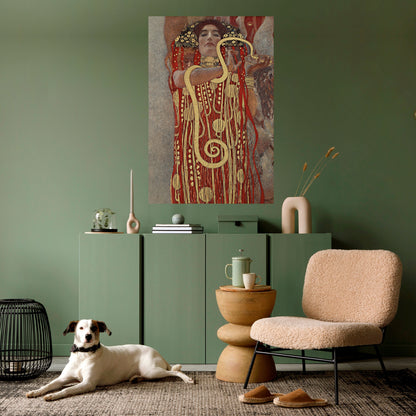 HYGIEIA AV KLIMT vertikal poster med självhäftande text