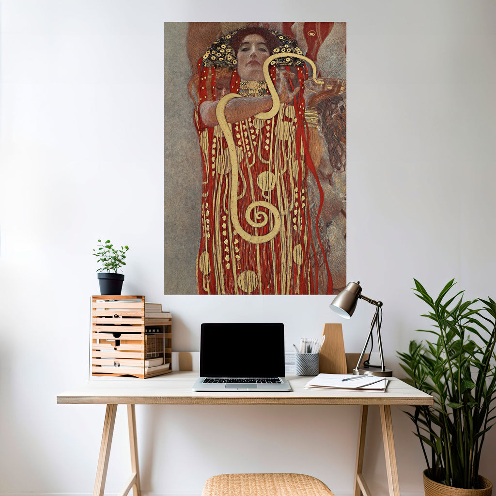 HYGIEIA AV KLIMT vertikal poster med självhäftande text