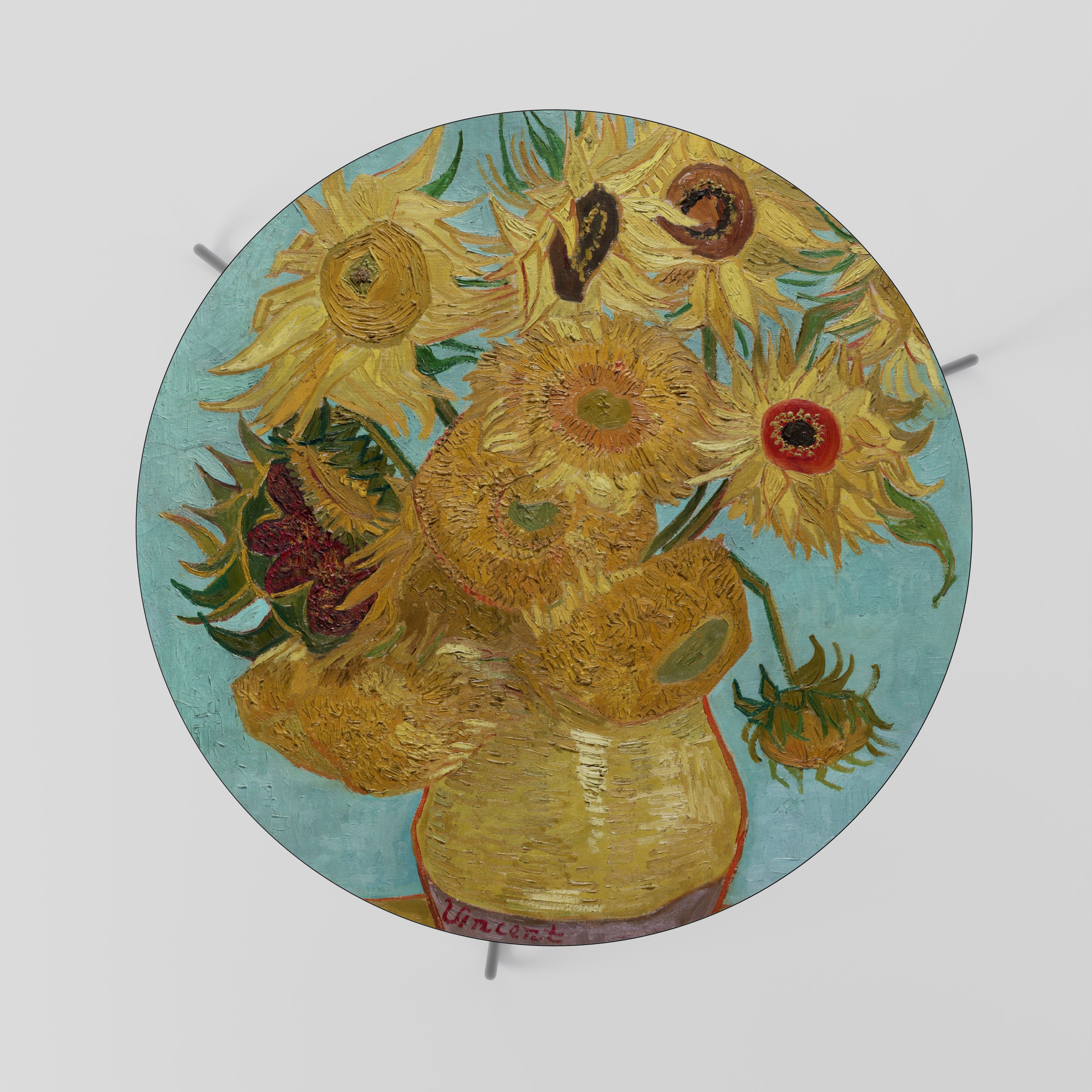 VASE WITH TWELVE SUNFLOWERS Soffbord