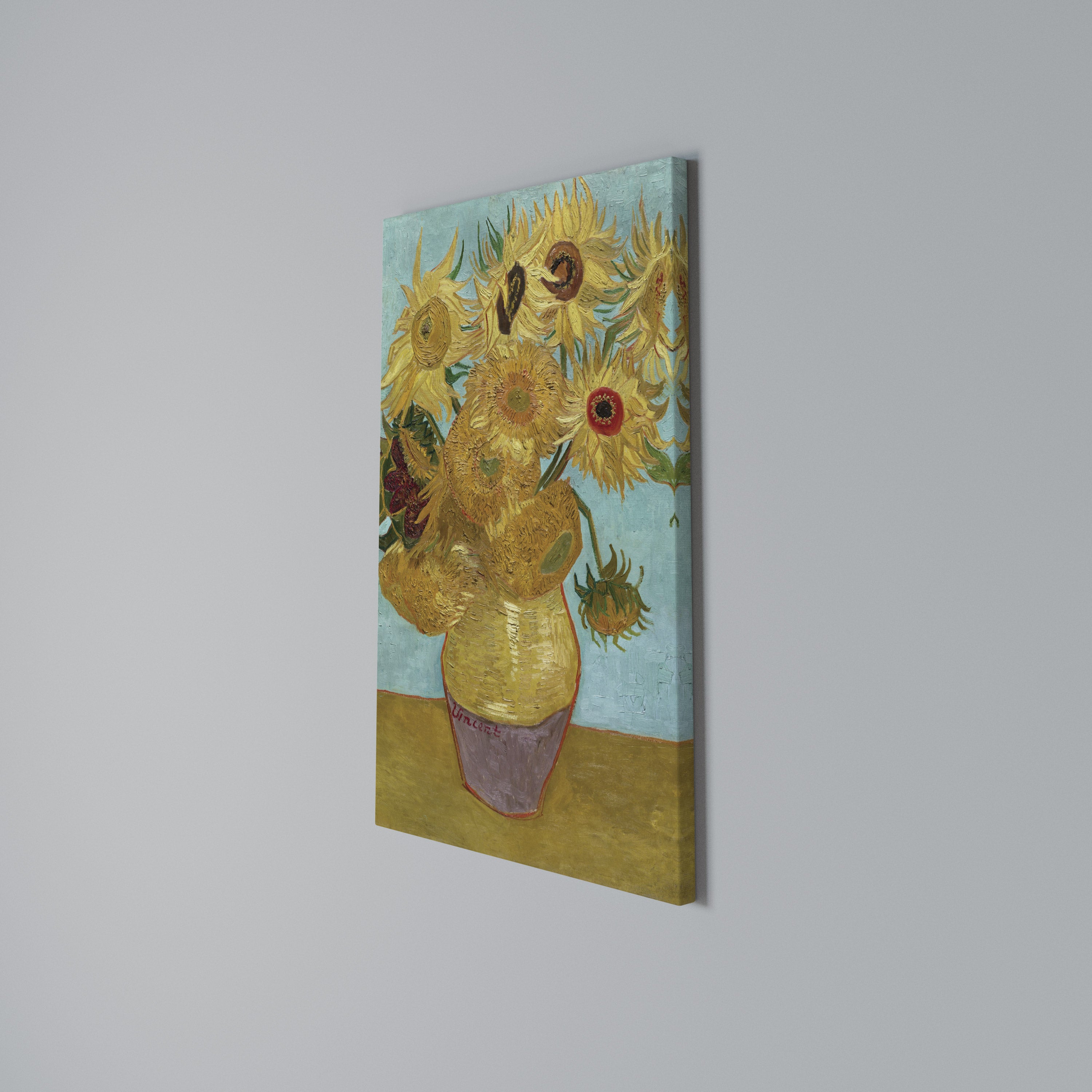 VASE WITH TWELVE SUNFLOWERS Vertical Canvas Print