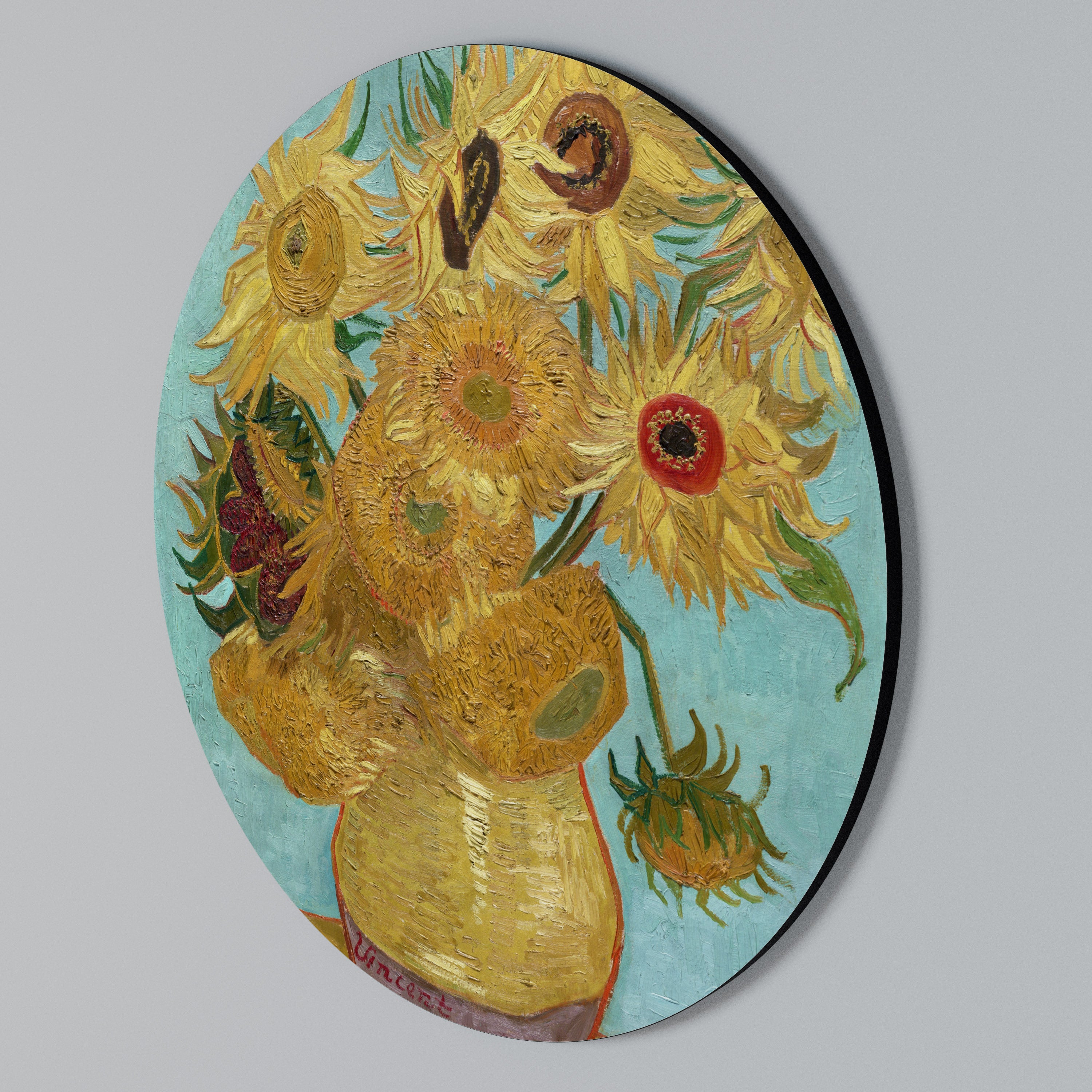 VASE WITH TWELVE SUNFLOWERS Rund väggdekor