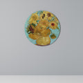 VASE WITH TWELVE SUNFLOWERS Round Wall Art