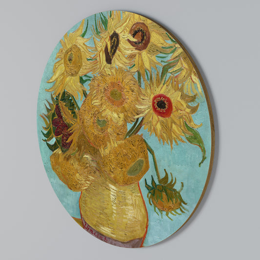 VASE WITH TWELVE SUNFLOWERS Rund väggdekor