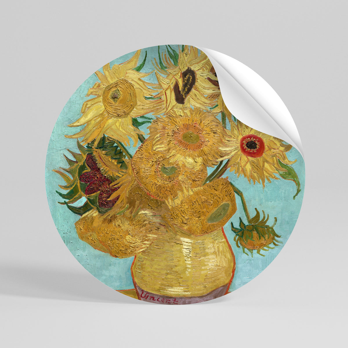 VASE WITH TWELVE SUNFLOWERS Rund väggdekal
