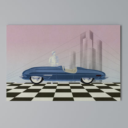 BLUE ROADSTER Horizontal Canvas Print