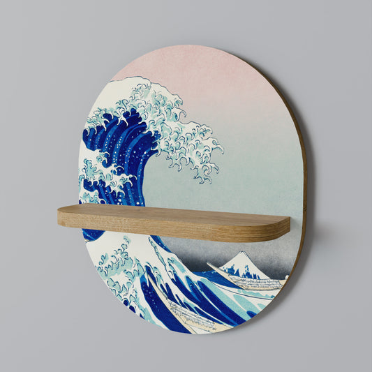 THE GREAT WAVE Oval Art Shelf In Oak Effect