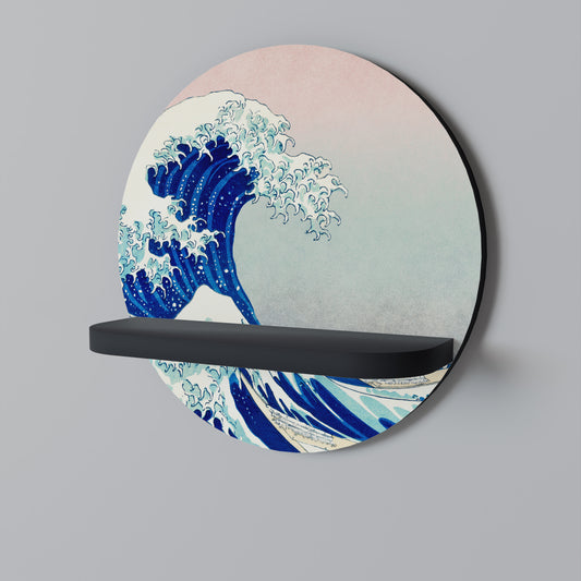 THE GREAT WAVE Runda konsthylla i svart finish