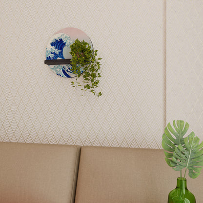 THE GREAT WAVE Runda konsthylla i svart finish