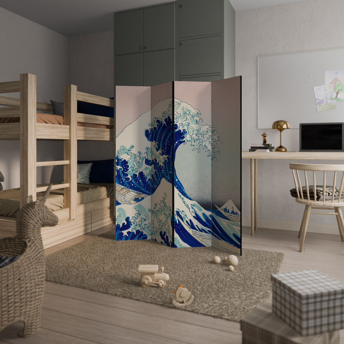 THE GREAT WAVE 4-Panel Room Divider