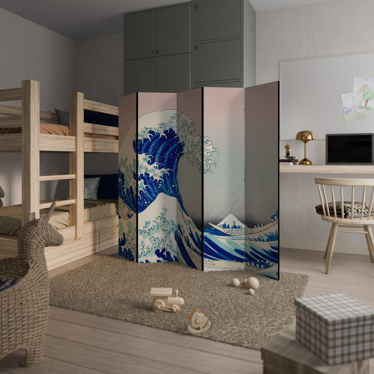 THE GREAT WAVE Dekorativ rumsavdelare – 5 paneler