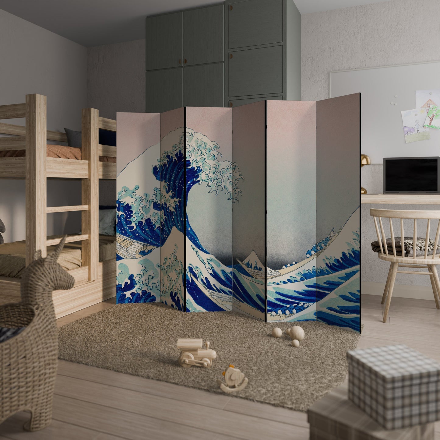 THE GREAT WAVE Decorative 6-Panel Room Divider