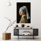 FLICKA MED PÄRLÖRINGE Vertikal poster med självhäftande text