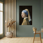 FLICKA MED PÄRLÖRINGE Vertikal poster med självhäftande text