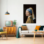 FLICKA MED PÄRLÖRINGE Vertikal poster med självhäftande text